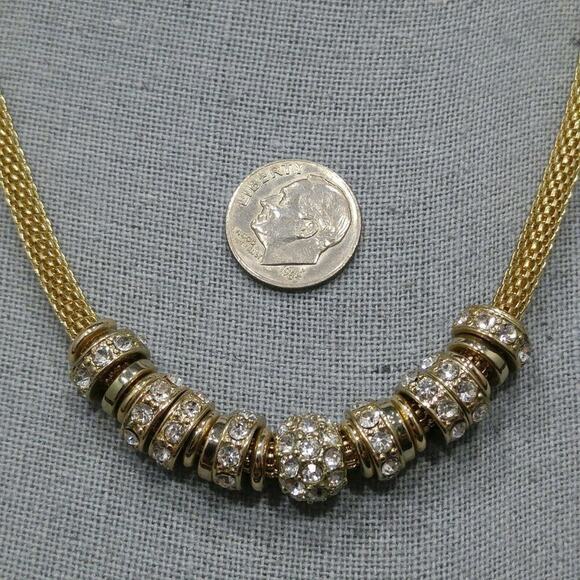 ANNE KLEIN Necklace Gold Tone Metal Mesh Chain, Silver Charms, 19 Inches - Picture 6 of 11